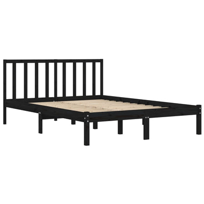 Estrutura cama casal pequena 4FT 120x190 cm pinho maciço preto