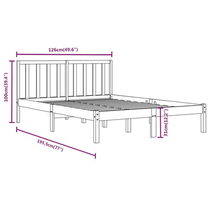 Estrutura cama casal pequena 4FT 120x190 cm pinho maciço preto