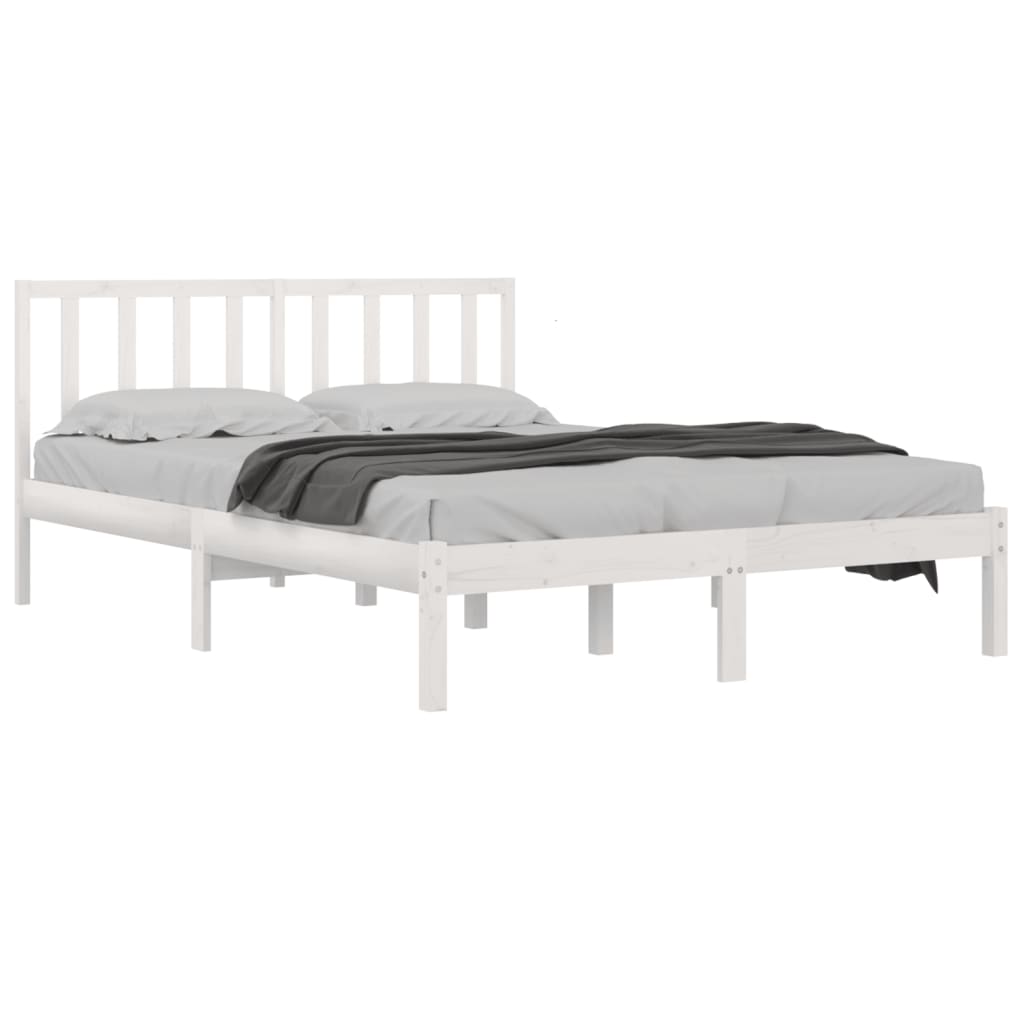 Estrutura de cama dupla 135x190 cm pinho maciço branco