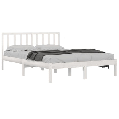 Estrutura de cama dupla 135x190 cm pinho maciço branco