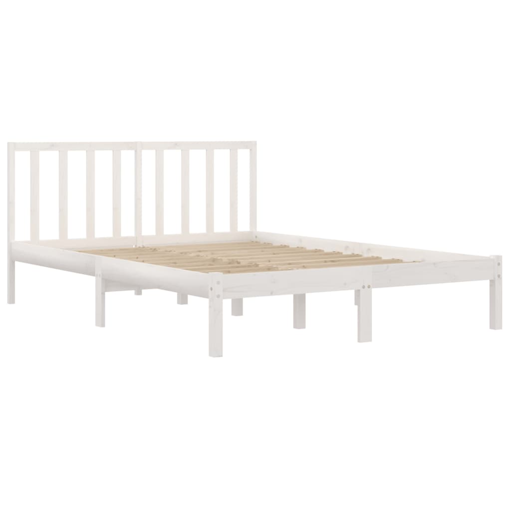 Estrutura de cama dupla 135x190 cm pinho maciço branco