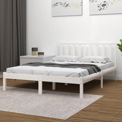 Estrutura de cama dupla 135x190 cm pinho maciço branco