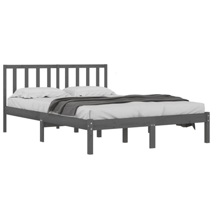 Estrutura de cama dupla 4FT6 135x190 cm pinho maciço cinzento