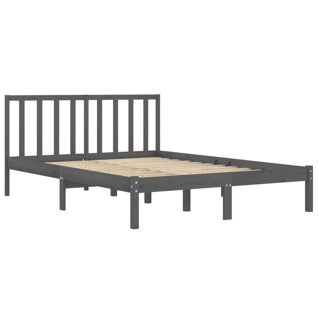 Estrutura de cama dupla 4FT6 135x190 cm pinho maciço cinzento