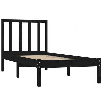 Estrutura de cama 100x200 cm pinho maciço preto