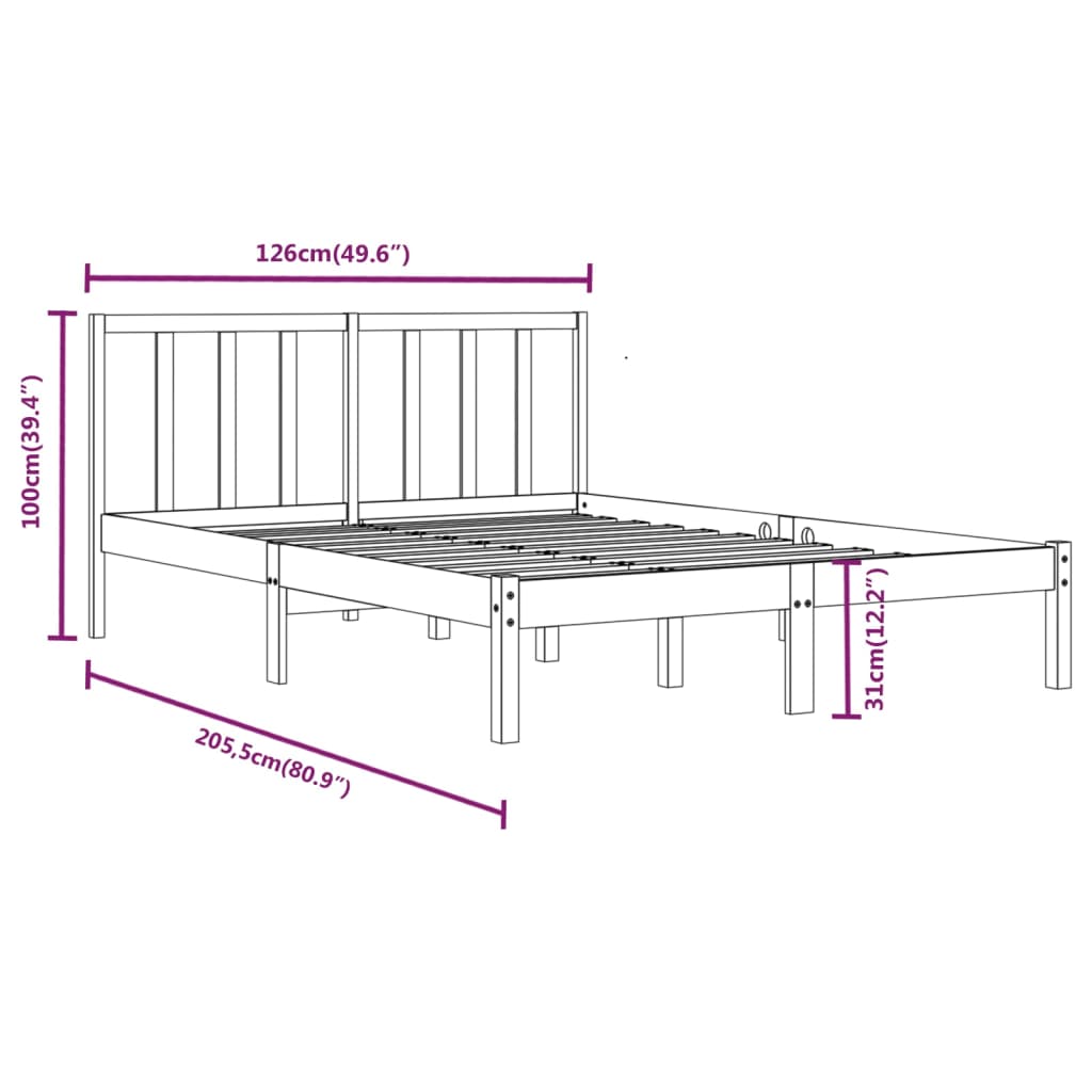 Estrutura de cama 120x200 cm pinho maciço branco