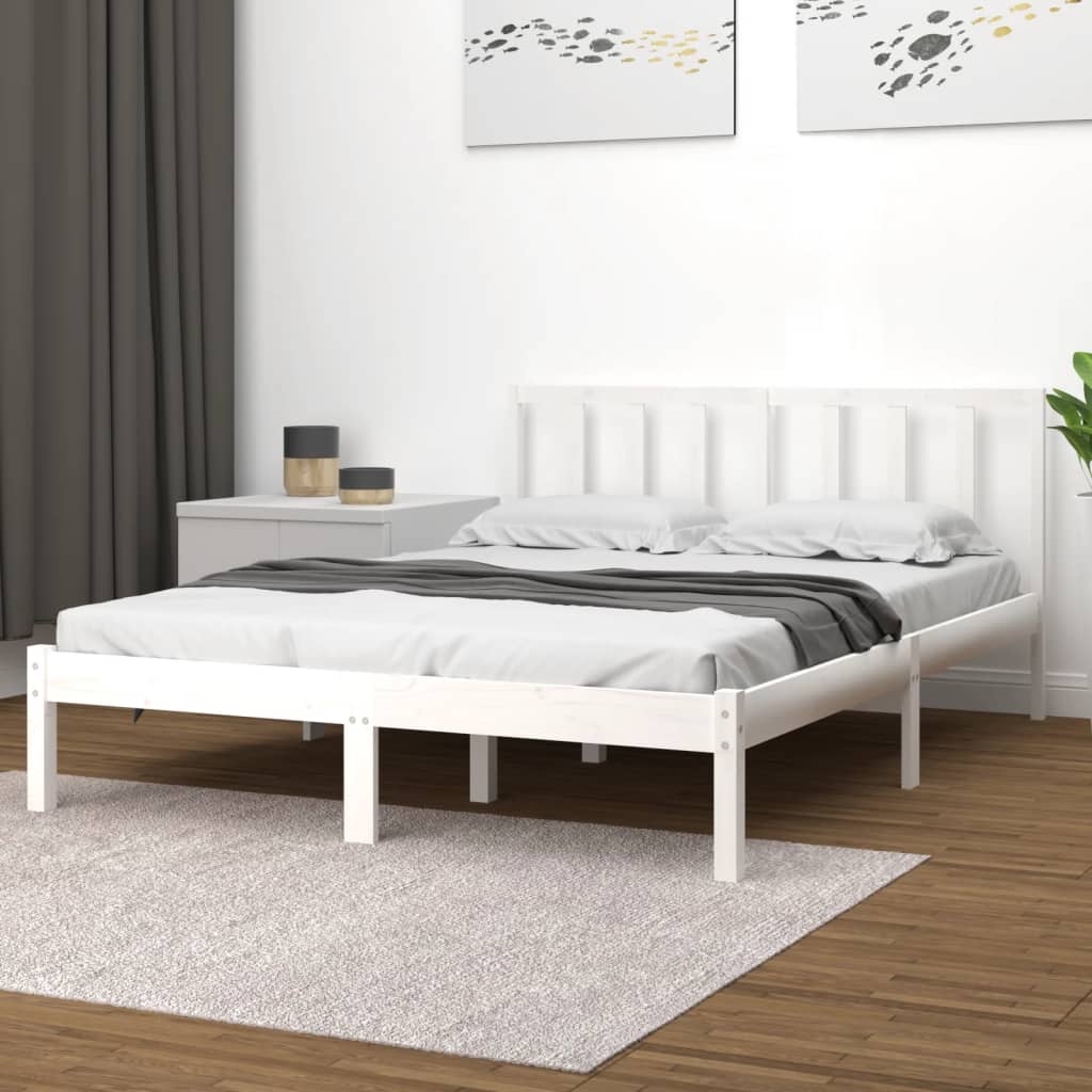 Estrutura de cama 120x200 cm pinho maciço branco