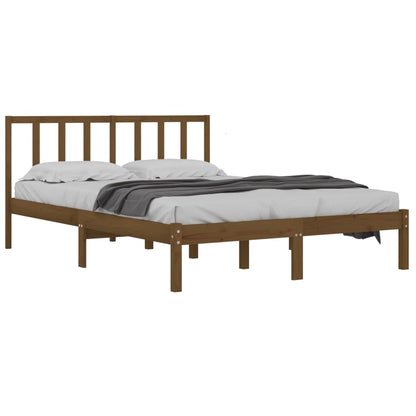 Estrutura cama 5FT King 150x200 cm pinho maciço castanho-mel