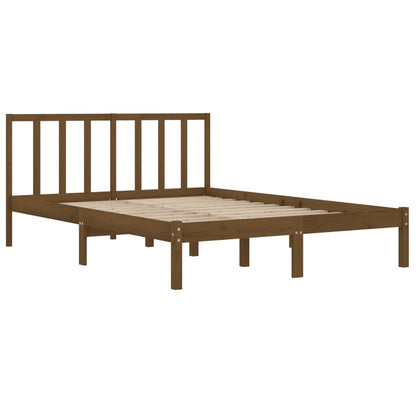 Estrutura cama 5FT King 150x200 cm pinho maciço castanho-mel