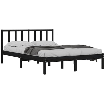 Estrutura de cama King 150x200 cm pinho maciço preto