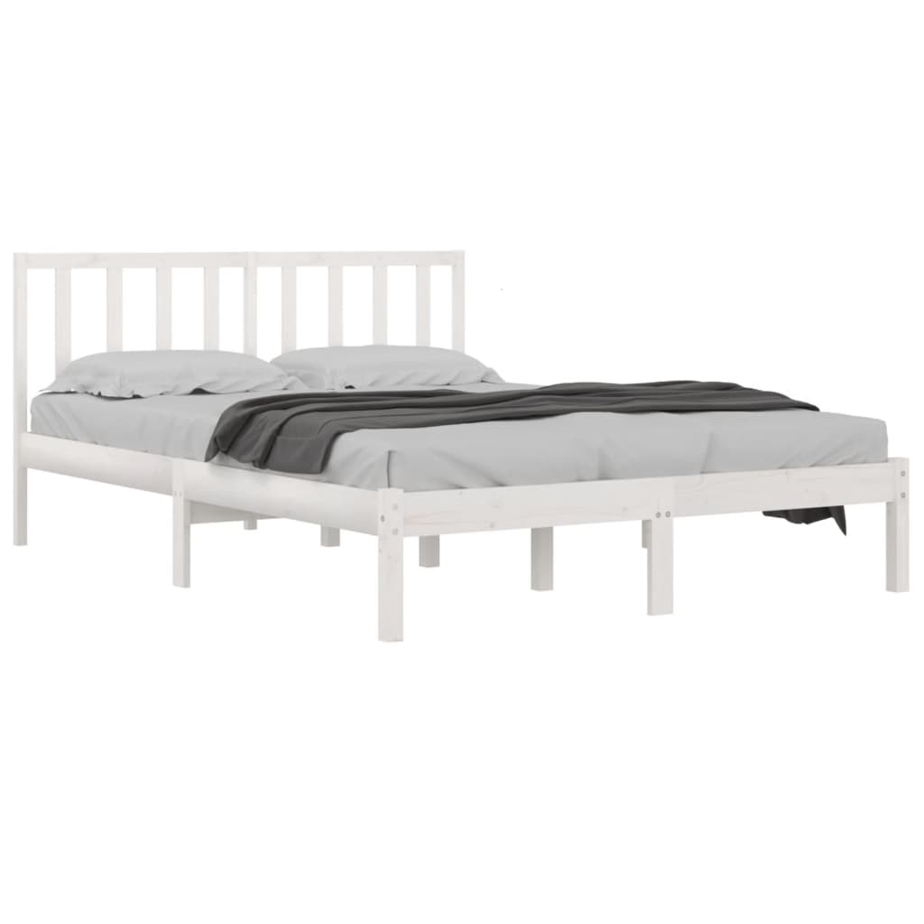 Estrutura de cama Super King 180x200 cm pinho maciço branco