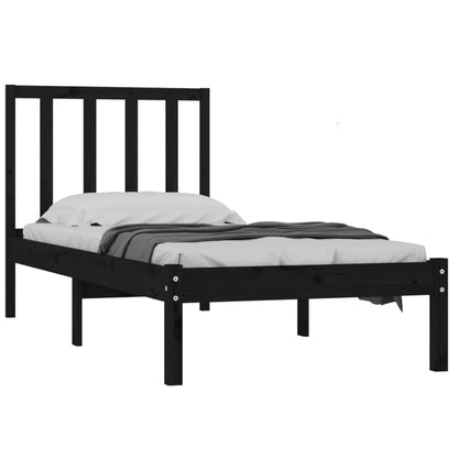 Estrutura cama solteiro 90x190 cm pinho maciço preto