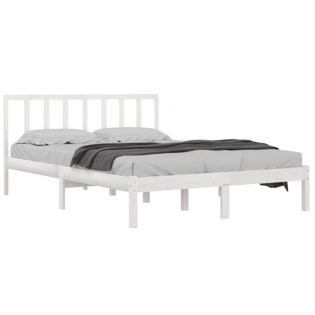 Estrutura de cama 140x190 cm madeira de pinho maciça branco