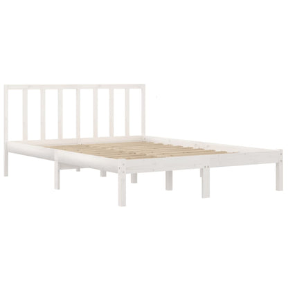 Estrutura de cama 140x190 cm madeira de pinho maciça branco