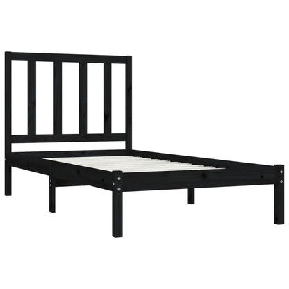 Estrutura cama de solteiro 90x190 cm pinho maciço preto