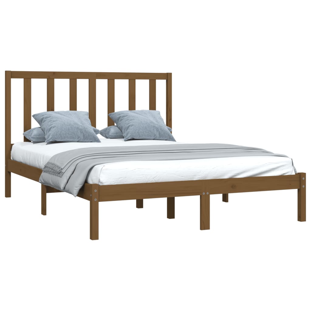 Estrutura de cama dupla pequena 120x190 cm madeira castanho mel