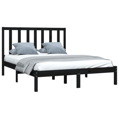 Estrutura cama casal pequena 4FT 120x190 cm pinho maciço preto