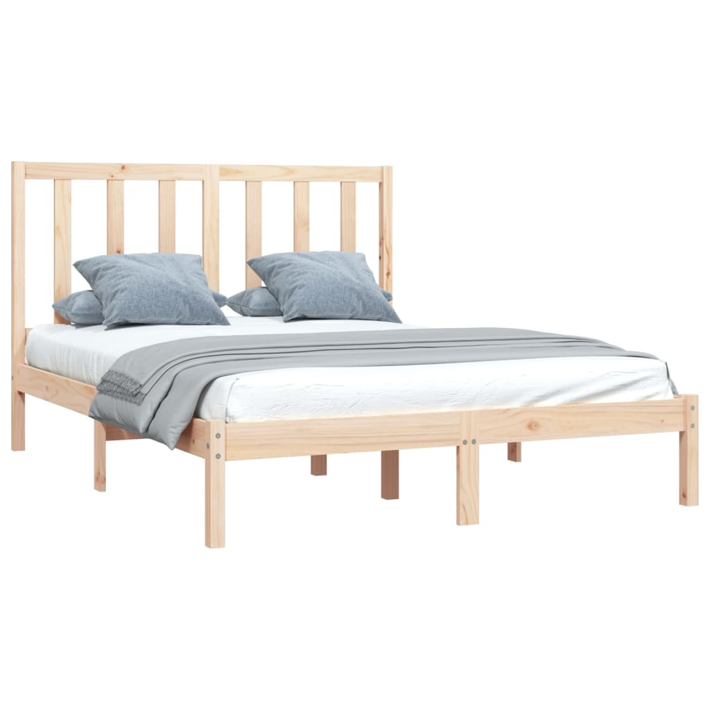 Estrutura de cama dupla 4FT6 135x190 cm madeira de pinho maciça