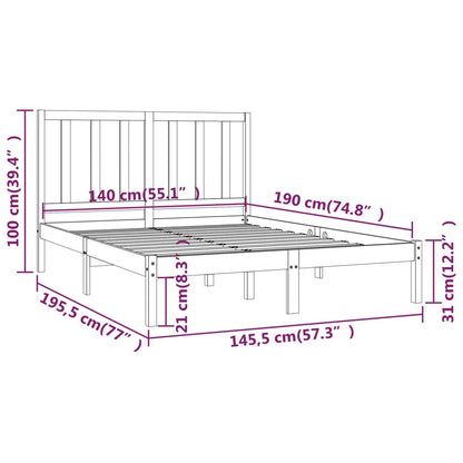 Estrutura de cama 140x190 cm madeira de pinho maciça cinzento