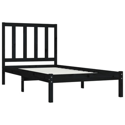 Estrutura de cama 100x200 cm pinho maciço preto