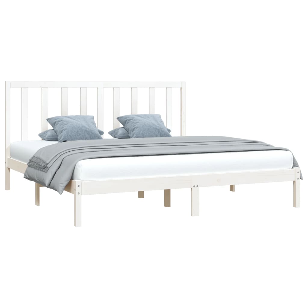 Estrutura de cama Super King 180x200 cm pinho maciço branco