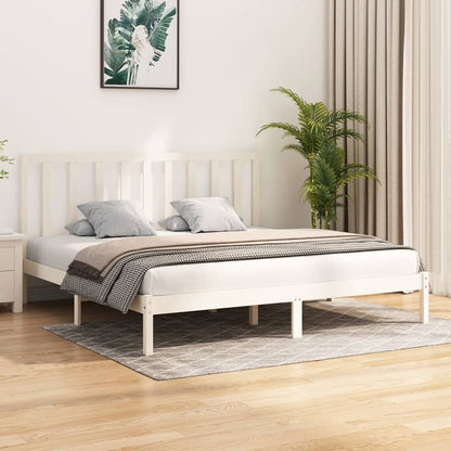 Estrutura de cama 200x200 cm pinho maciço branco