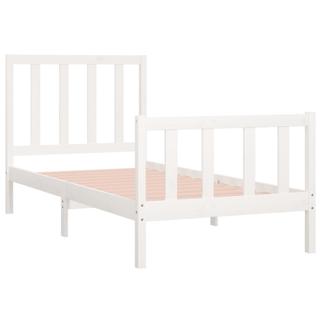 Estrutura cama de solteiro 90x190 cm madeira maciça branco