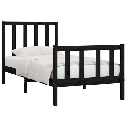 Estrutura cama de solteiro 90x190 cm madeira maciça preto