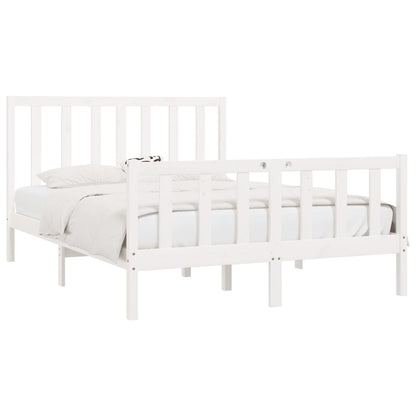 Estrutura de cama dupla pequena 120x190cm madeira maciça branco