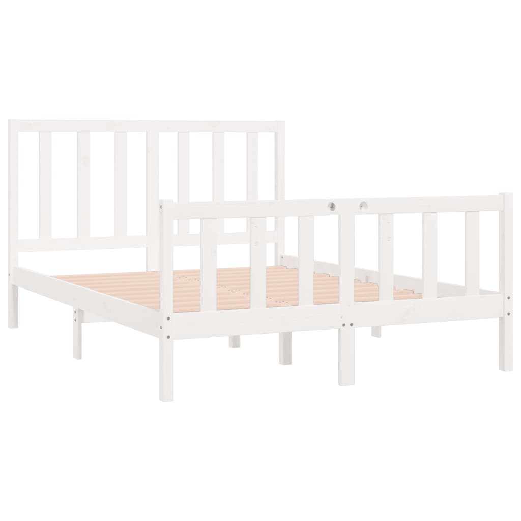 Estrutura de cama dupla pequena 120x190cm madeira maciça branco