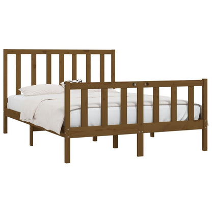 Estrutura de cama dupla pequena 120x190 cm madeira castanho mel