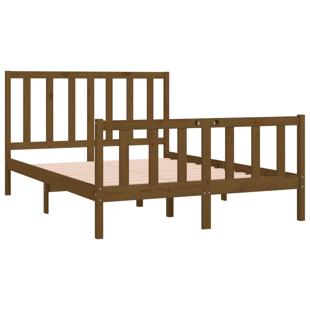 Estrutura de cama dupla pequena 120x190 cm madeira castanho mel