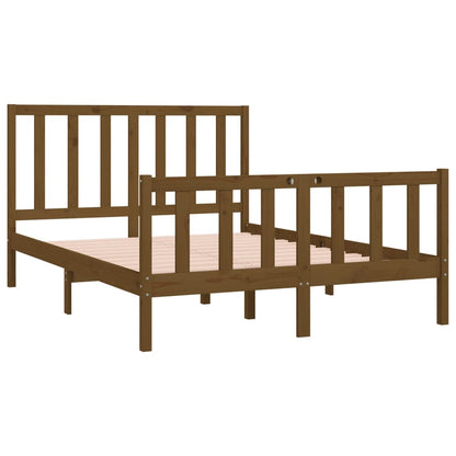 Estrutura de cama dupla pequena 120x190 cm madeira castanho mel