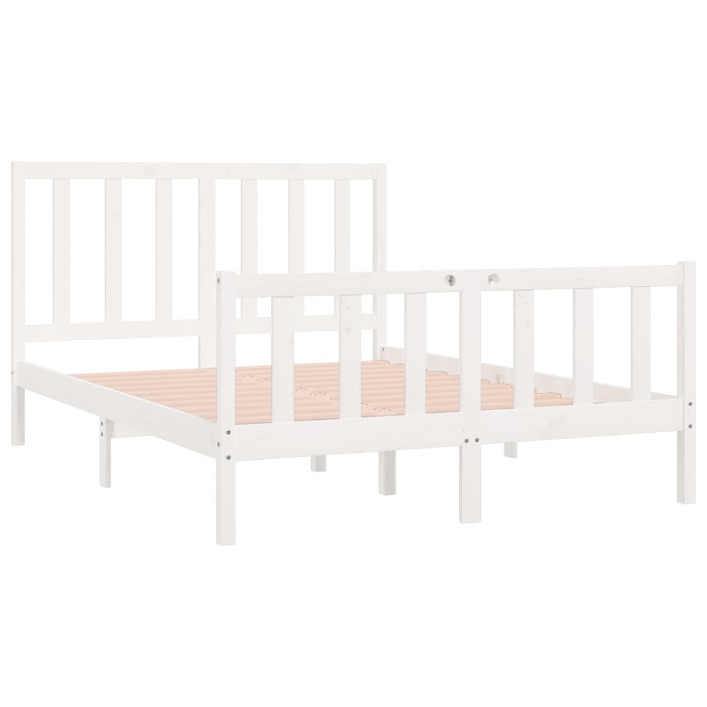 Estrutura de cama 140x190 cm madeira maciça branco