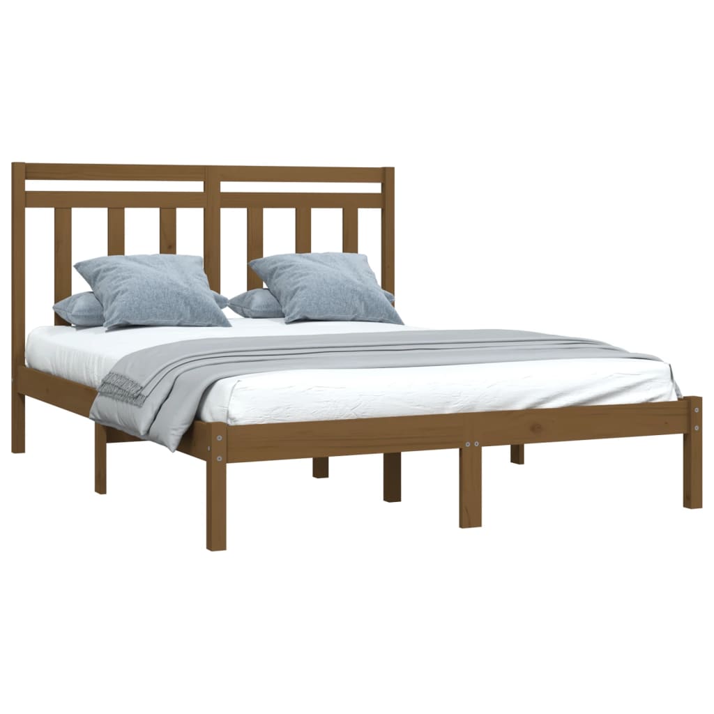 Estrutura de cama dupla pequena 120x190 cm madeira castanho mel