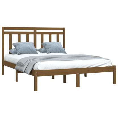 Estrutura de cama dupla pequena 120x190 cm madeira castanho mel