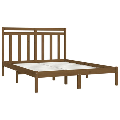 Estrutura de cama dupla pequena 120x190 cm madeira castanho mel