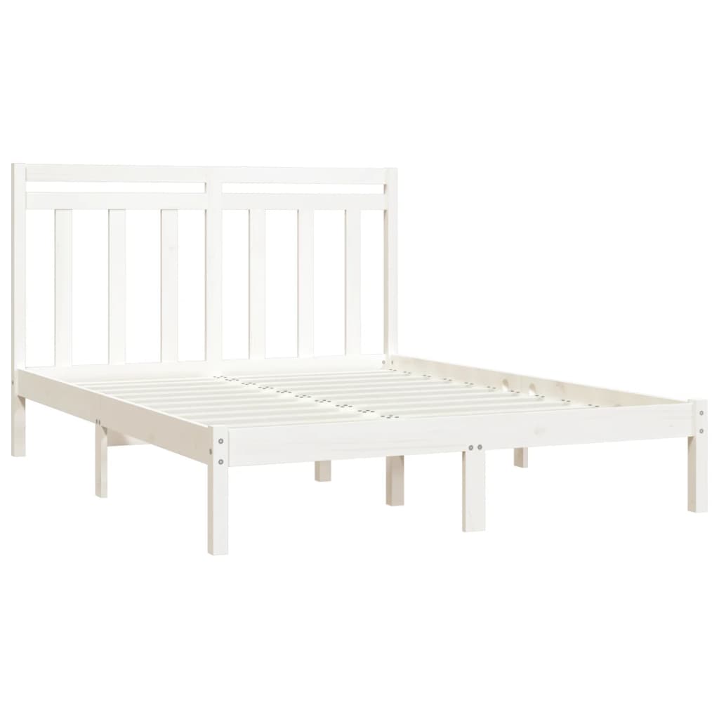 Estrutura de cama casal 135x190 cm madeira maciça branco