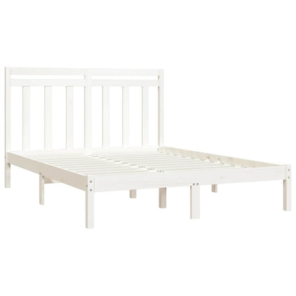 Estrutura de cama casal 135x190 cm madeira maciça branco