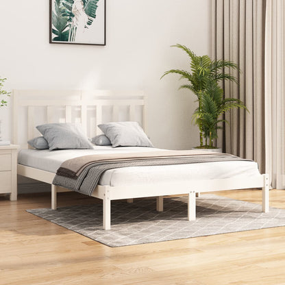 Estrutura de cama casal 135x190 cm madeira maciça branco