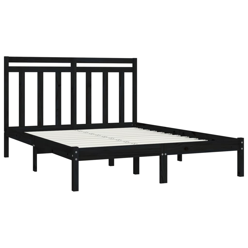 Estrutura de cama 140x190 cm madeira maciça preto