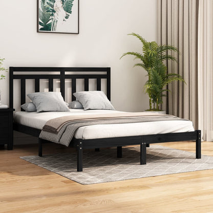 Estrutura de cama 140x190 cm madeira maciça preto