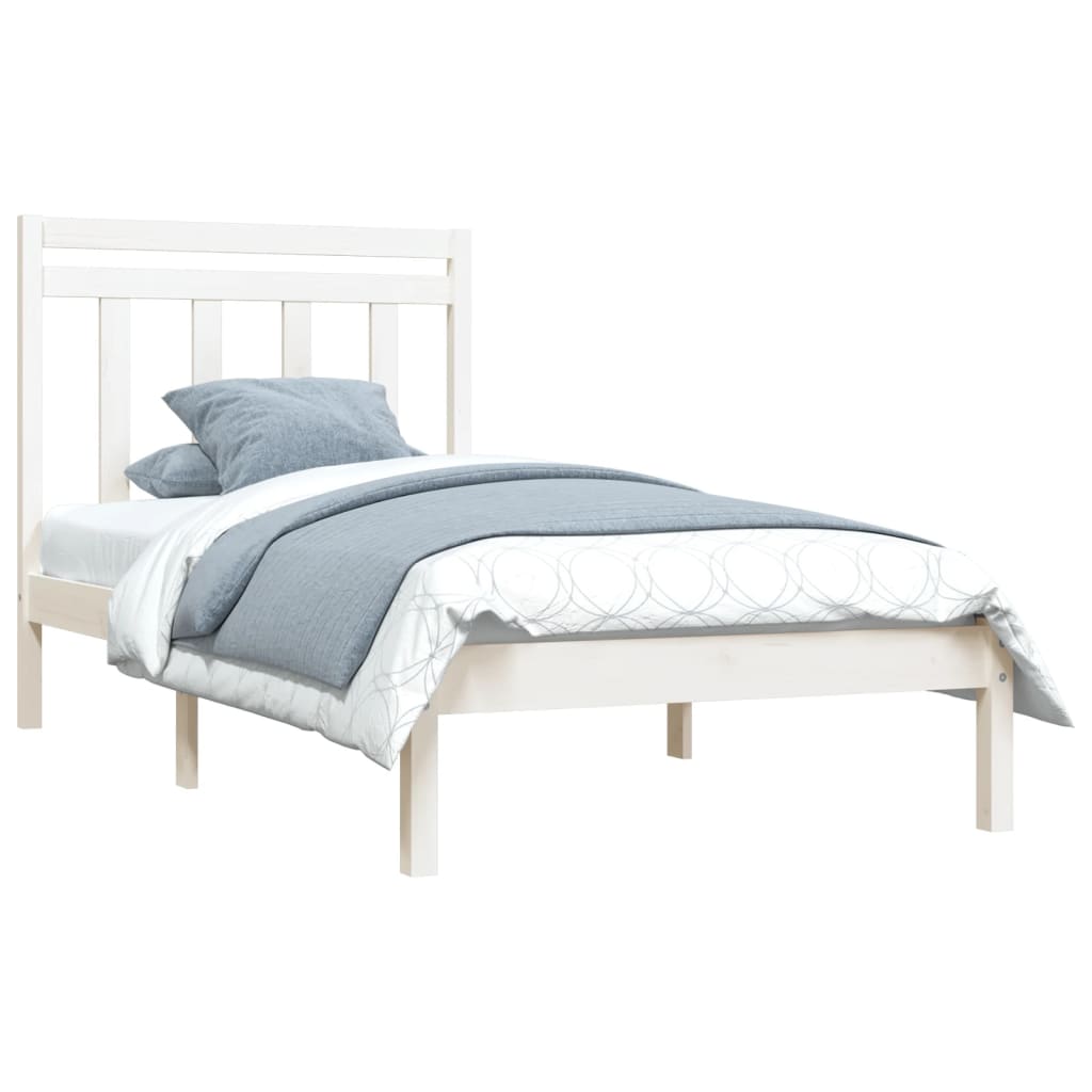 Estrutura de cama 90x200 cm madeira maciça branco