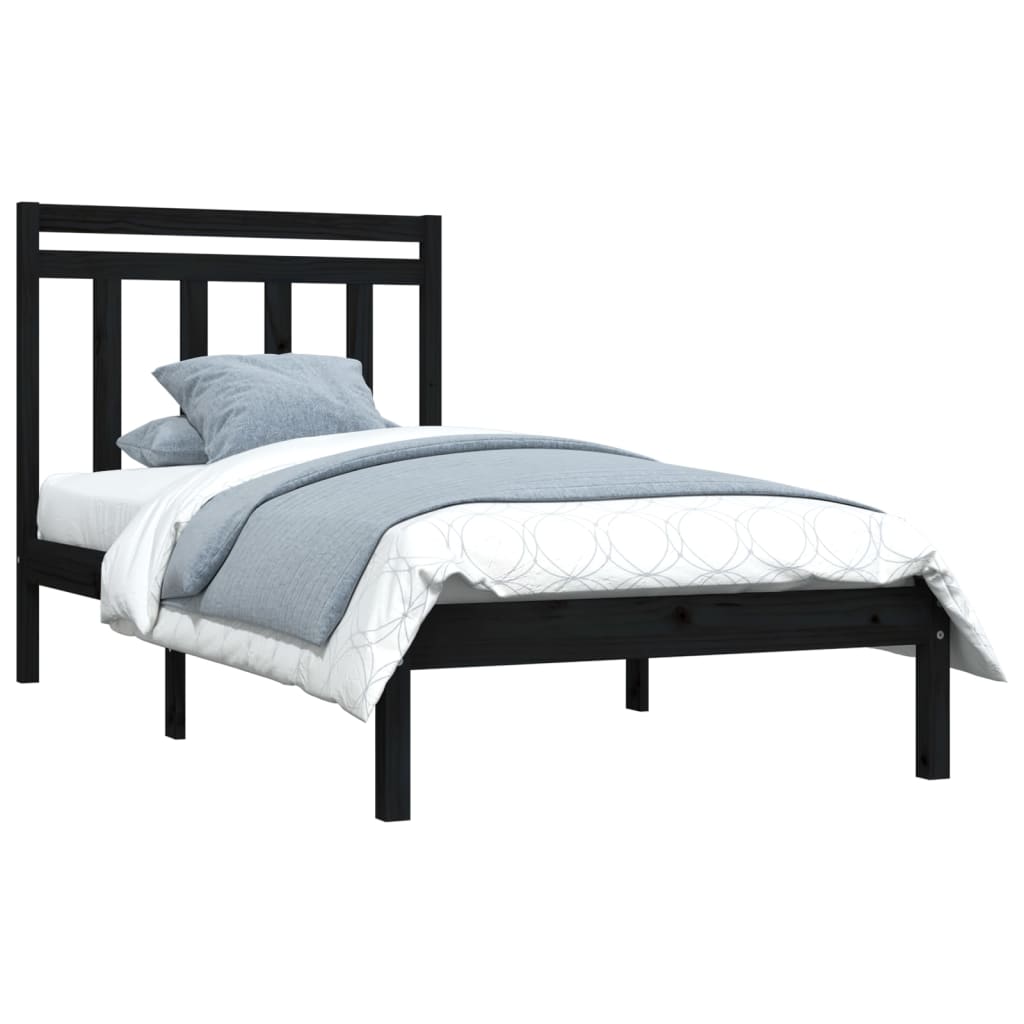 Estrutura de cama 90x200 cm madeira maciça preto