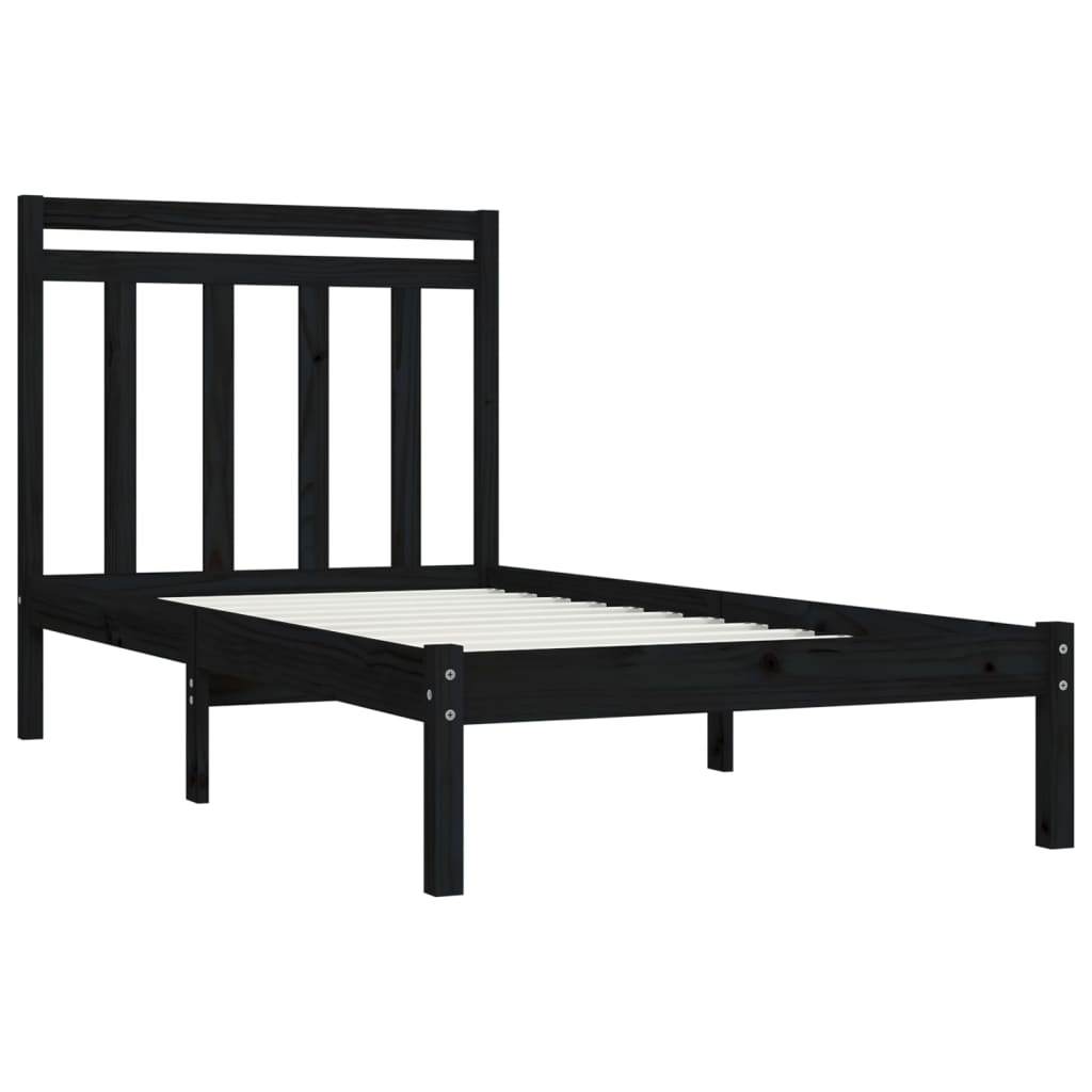 Estrutura de cama 90x200 cm madeira maciça preto