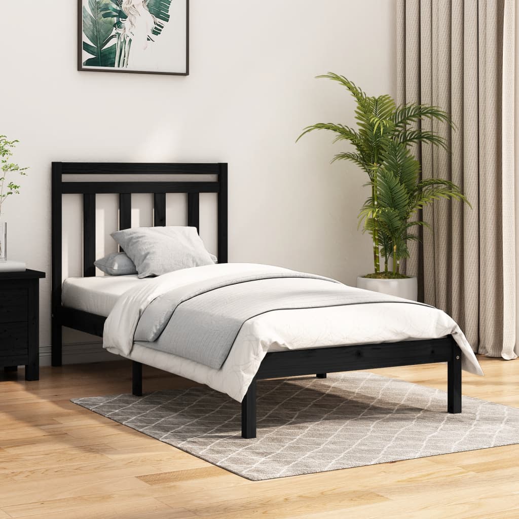 Estrutura de cama 90x200 cm madeira maciça preto