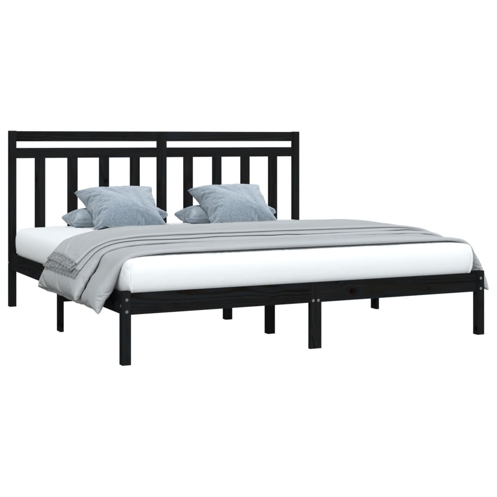 Estrutura de cama super king 180x200 cm madeira maciça preto