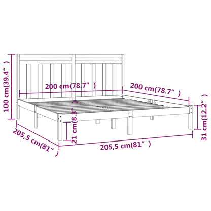 Estrutura de cama 200x200 cm madeira maciça castanho mel