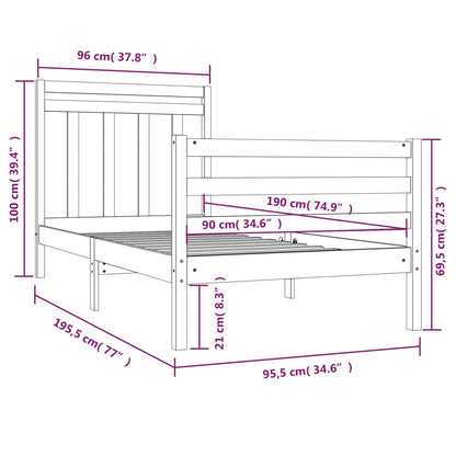 Estrutura de cama solteiro 90x190 cm madeira maciça