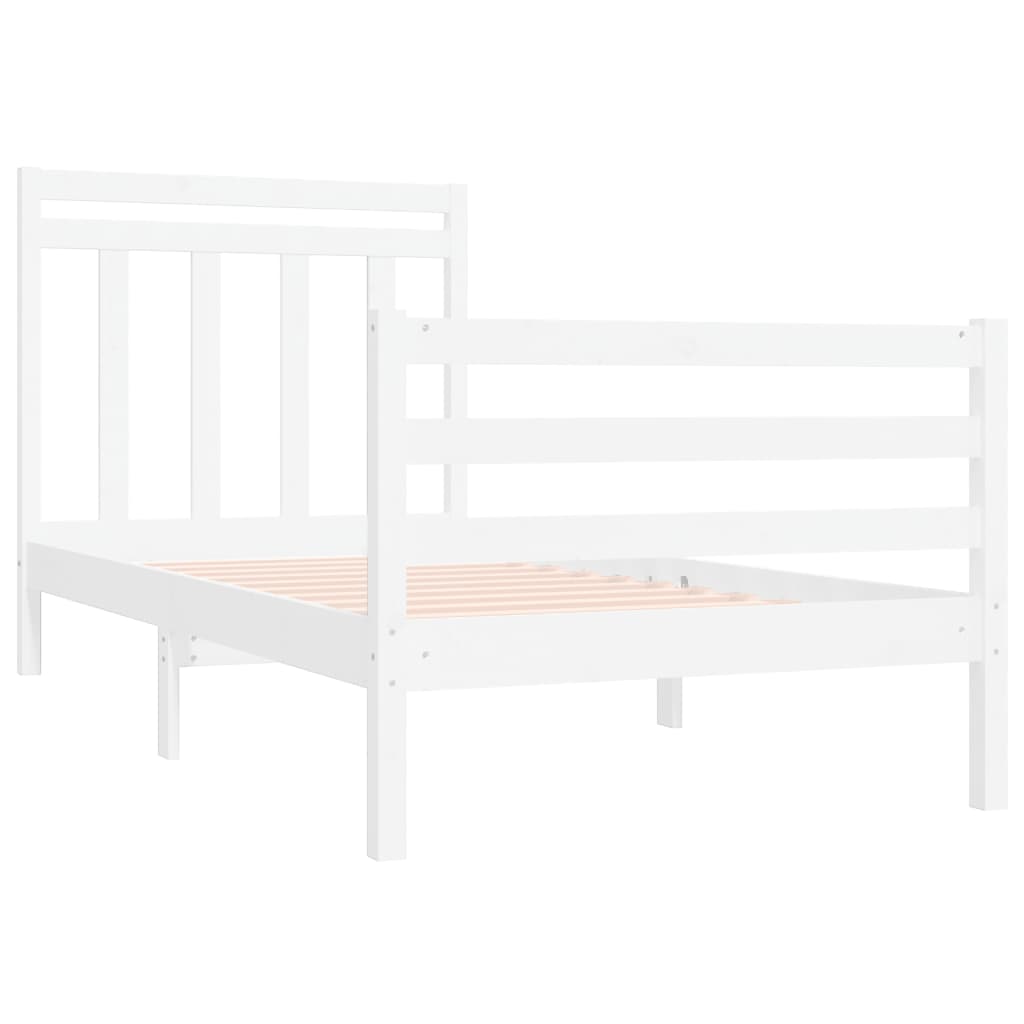 Estrutura cama de solteiro 90x190 cm madeira maciça branco